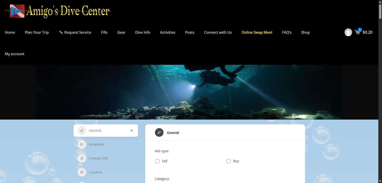 Add Listing form with General, Amenities, Contact Info, and Location steps